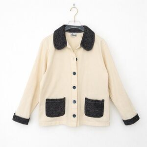 Vintage Mishi 90s Barn Jacket Chore Coat Minimalist Black Cream Size Small